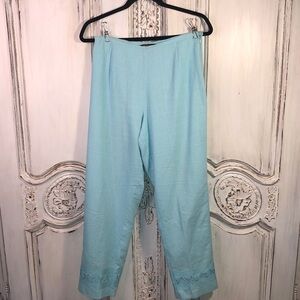 Nicole Studio Lovely Linen Blend Aqua Lined Pants Size 6P
